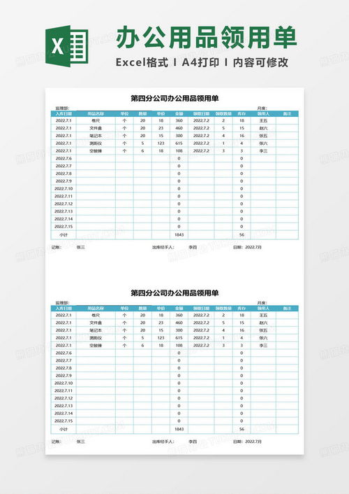 公司辦公用品領(lǐng)用單excel模板下載 熊貓辦公